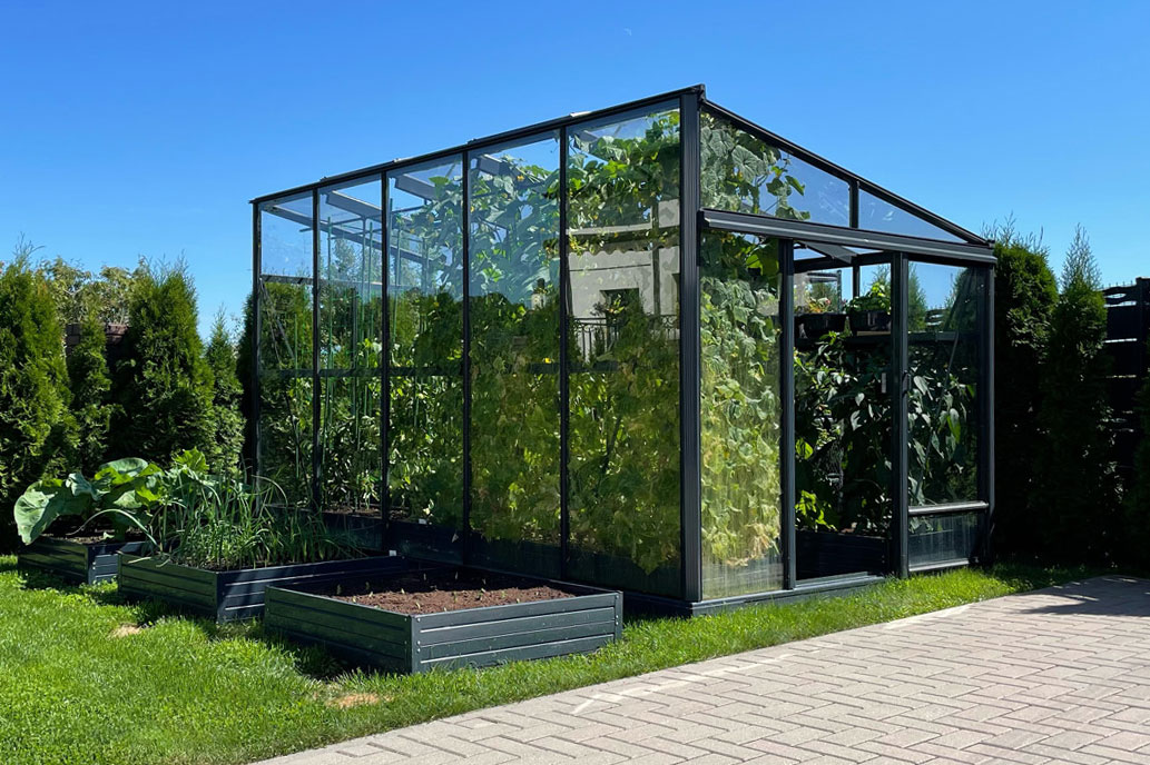 Vienšlaitis stiklinis šiltnamis MARIUS | Gardenis