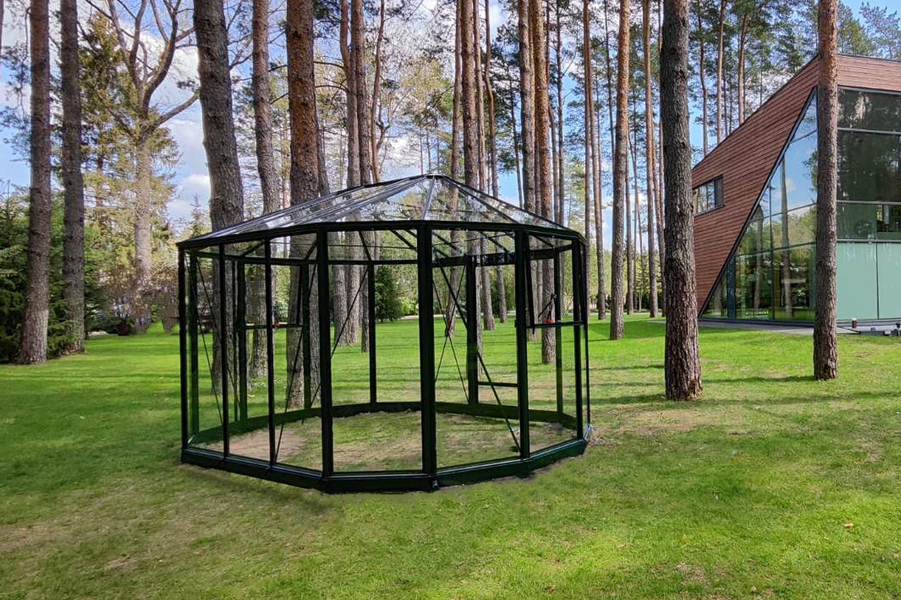 Stiklinis polikarbonatinis šiltnamis oranžerija OVALIA | Gardenis