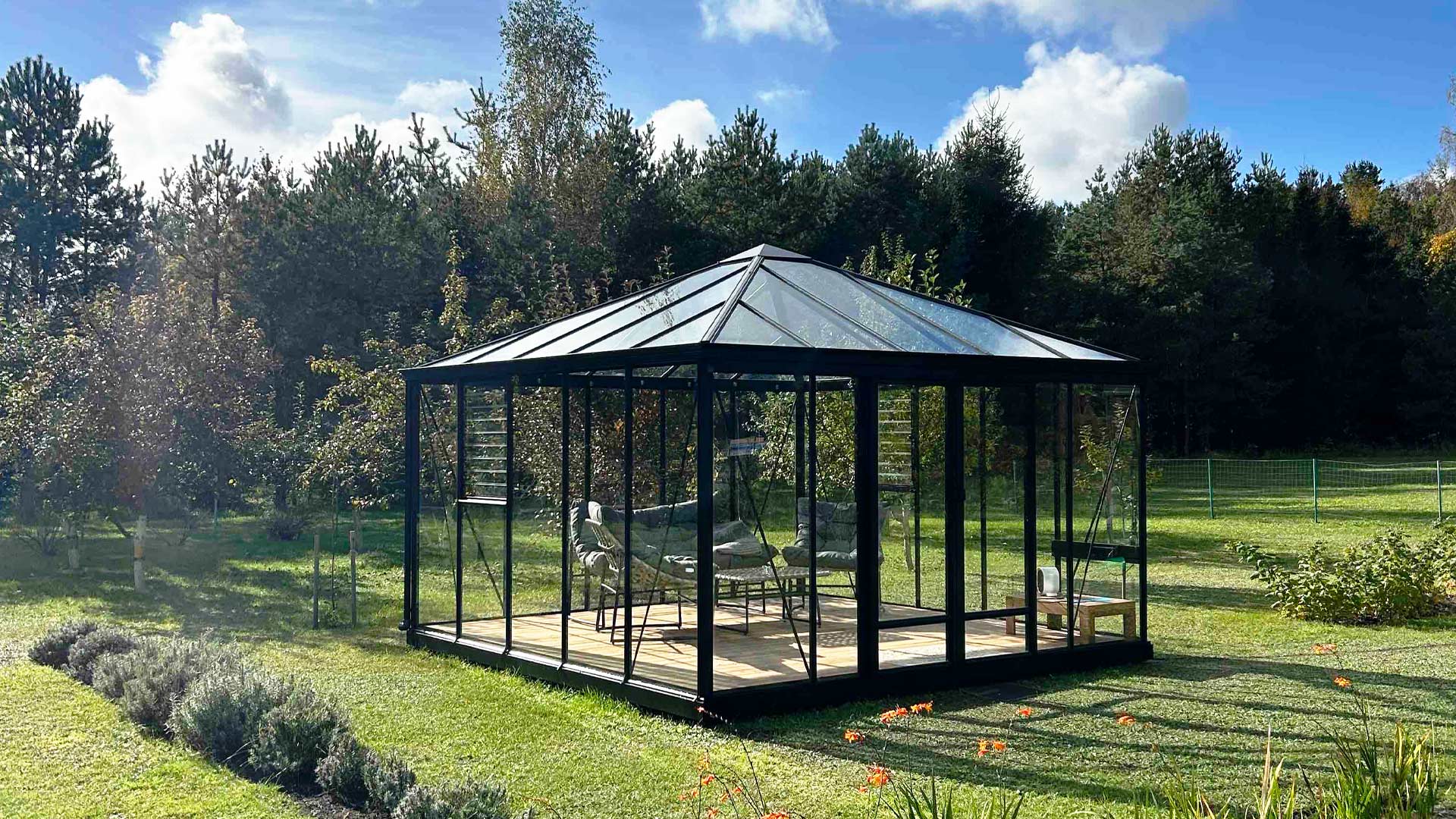 TETRA 383 x 383 šiltnamis oranžerija sodo paviljonas Gardenis