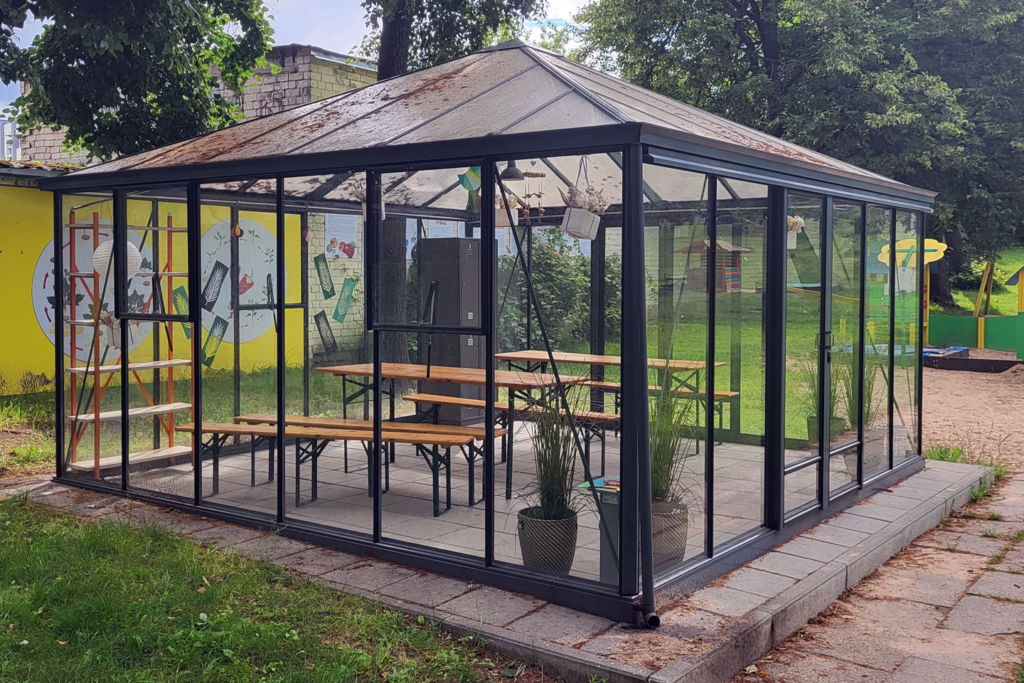 Stiklinė lauko klasė oranžerija darželiui | Gardenis