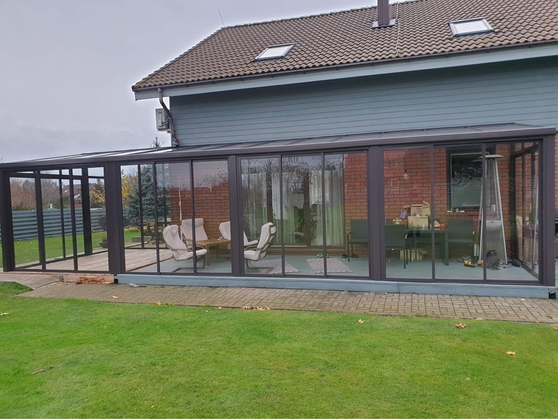 stiklinė veranda terasų stiklinimas Gardenis