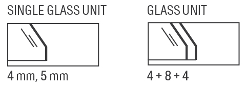 Glass types for framed system panels Gardenis