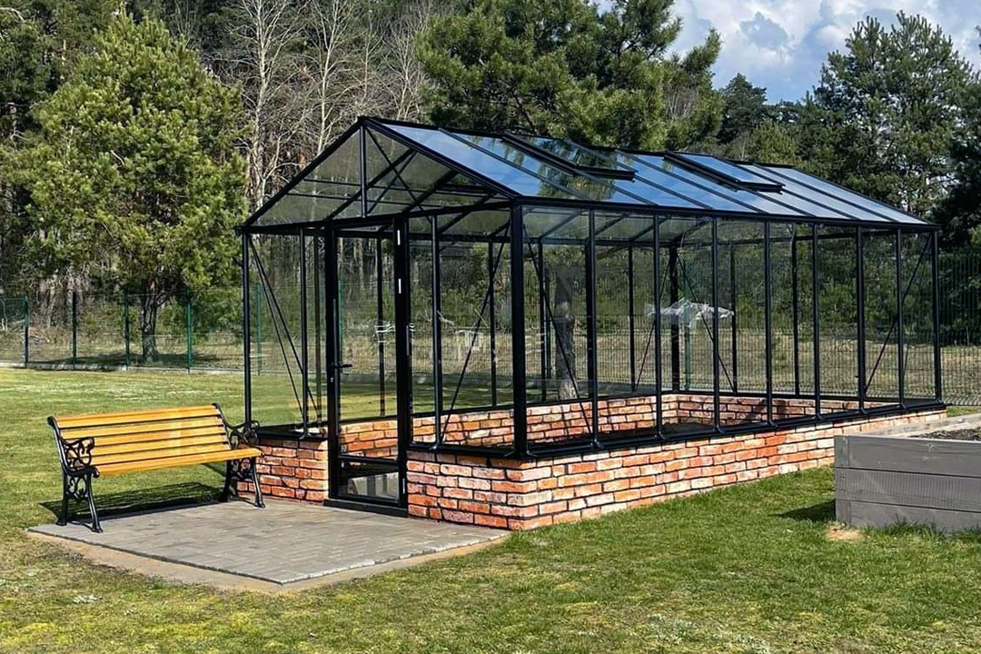 Ventus stiklinis šiltnamis su pamatu, aliuminio konstrukcija, grūdintas stiklas | Gardenis