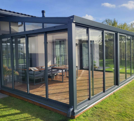 Glass Veranda Framed Patio Glazing System ALU-FRAME verandaer verandor terassilasitus veranda stiklaverandas terrassi klaasimine terrassenverglasung szklany taras Gardenis