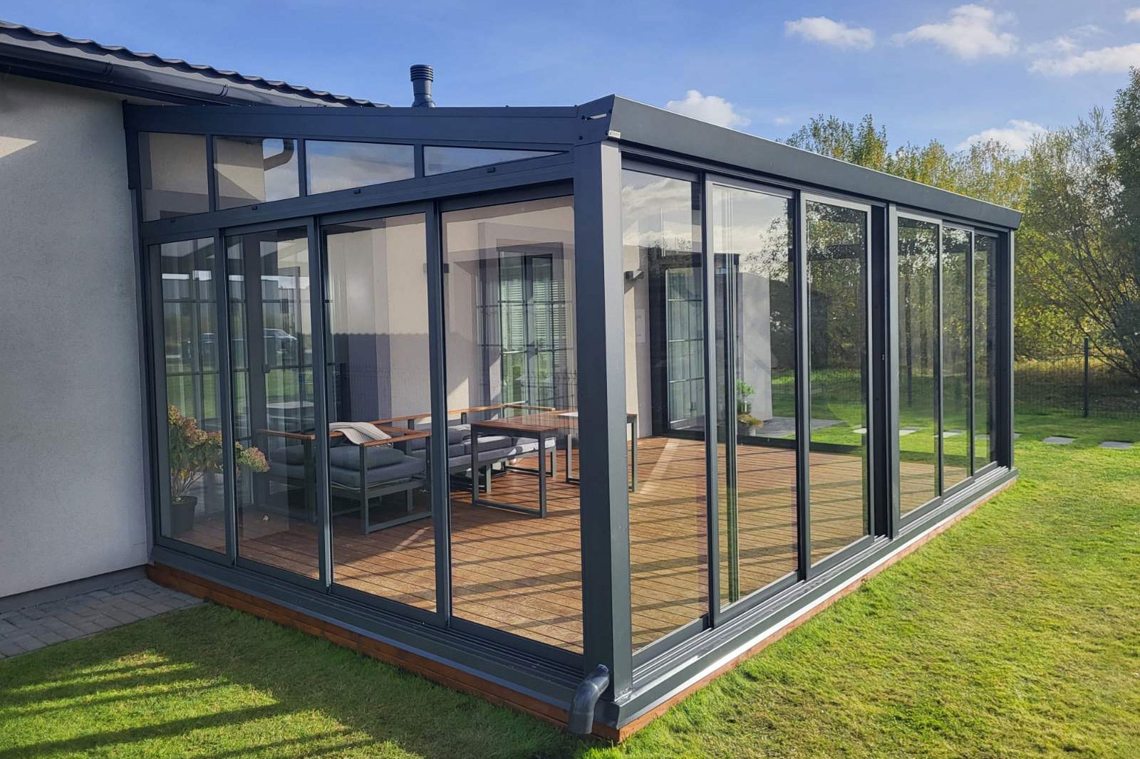 Stiklinė veranda rėminis stiklinimas | Gardenis