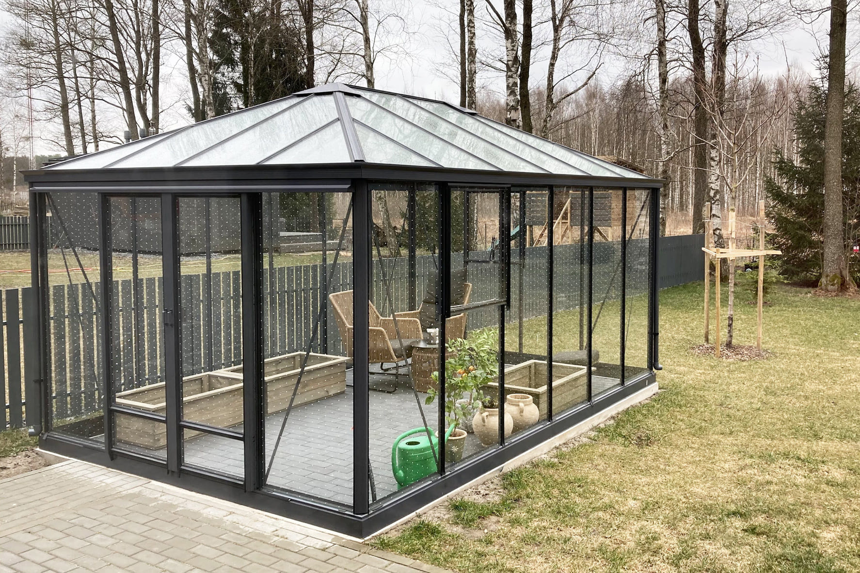 Stiklinis šiltnamis oranžerija sodo kambarys TETRA EXTRA | Gardenis