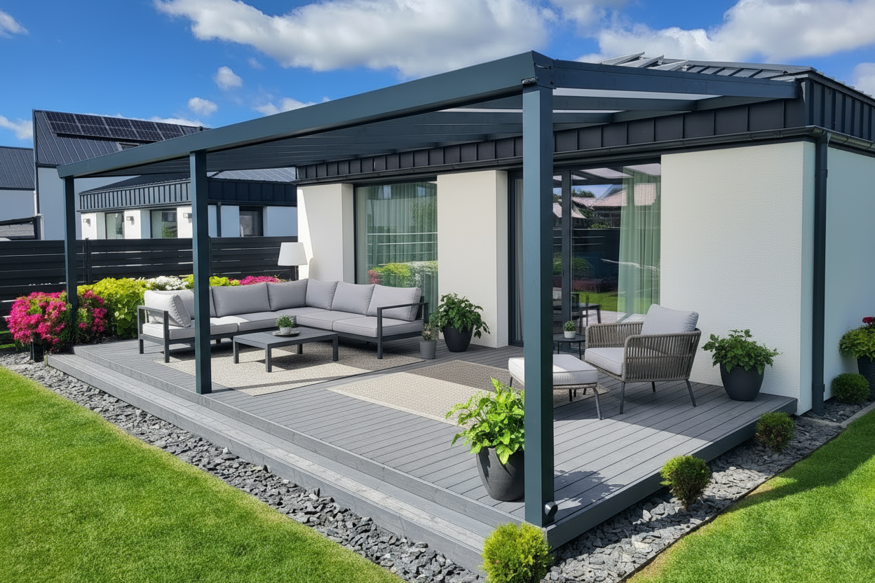 SOLAR ROOF EXTRA STRONG terasos stoginė aliuminio konstrukcija