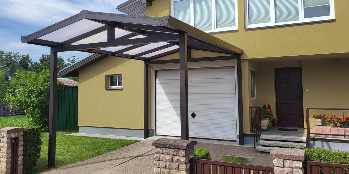 Dvišlaitės stoginės automobiliams Solar Roof-2 dvišlaitė Gardenis