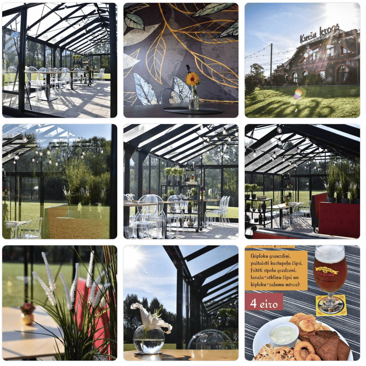 KURSU Krogs restaunat motelis Talsi Latvia Gardenis greenhouse MAGNA